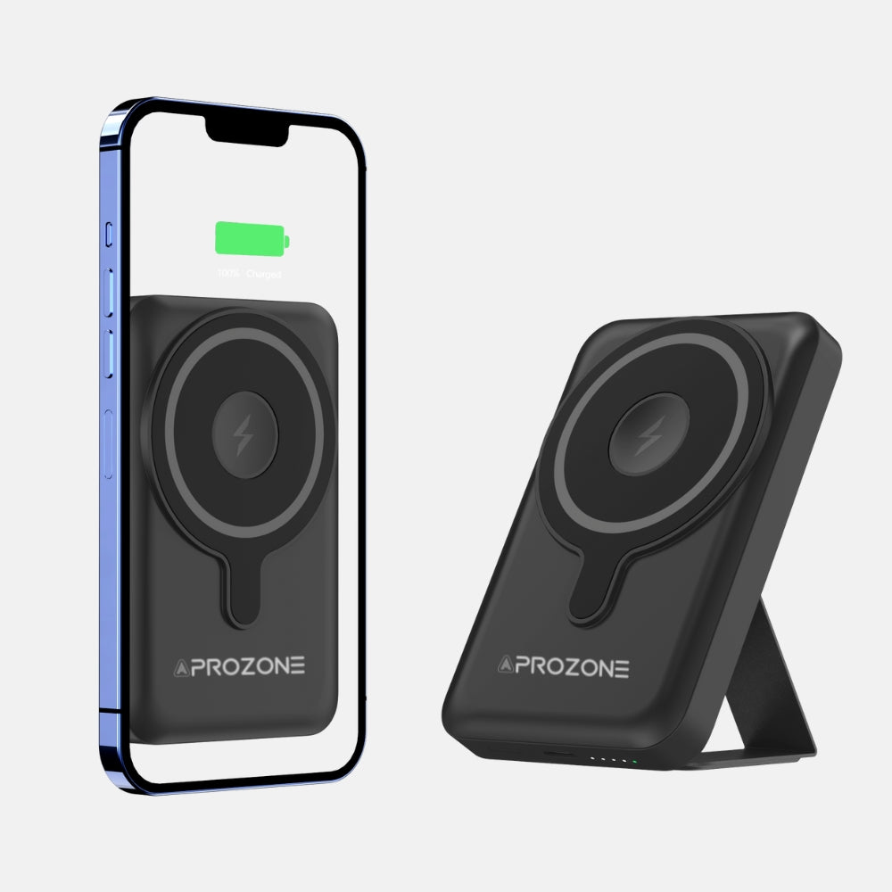 Magnetic Wireless Powerbank With Leather Kickstand For iPhones and iWatches - Aprozone