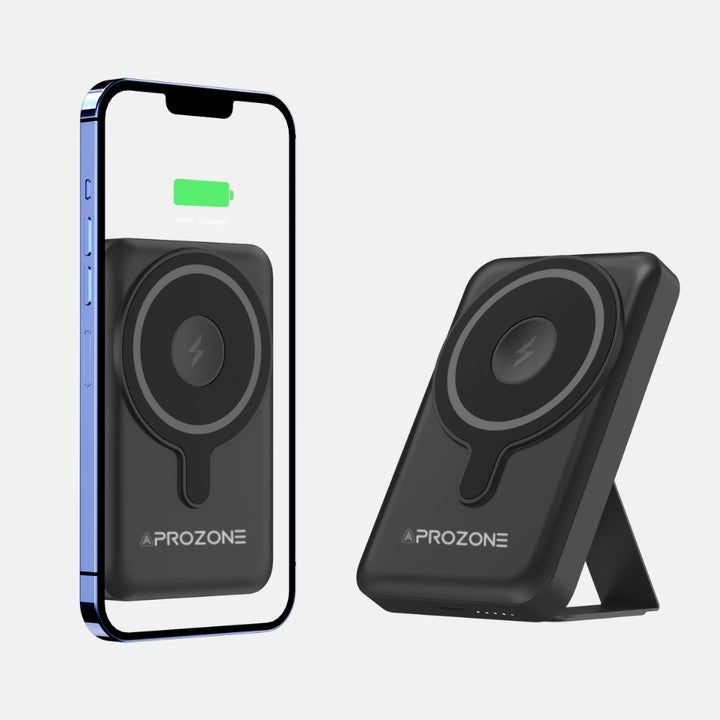 Magnetic Wireless Powerbank With Leather Kickstand For iPhones and iWatches - Aprozone