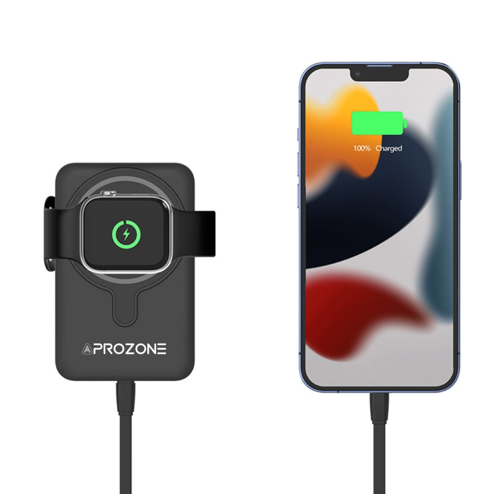 Magnetic Wireless Powerbank With Leather Kickstand For iPhones and iWatches - Aprozone