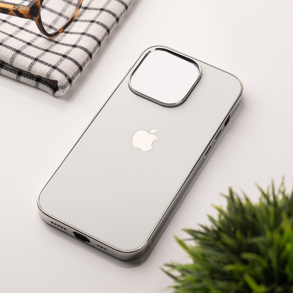 iPhone 14 Plus Back Cover / Luxury Matte Silicone Case Chrome Sided