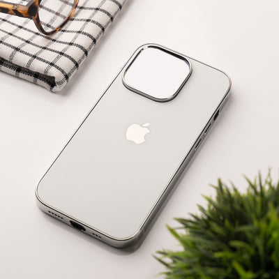 iPhone 14 Plus Luxury Matte Silicone Case Chrome Sided