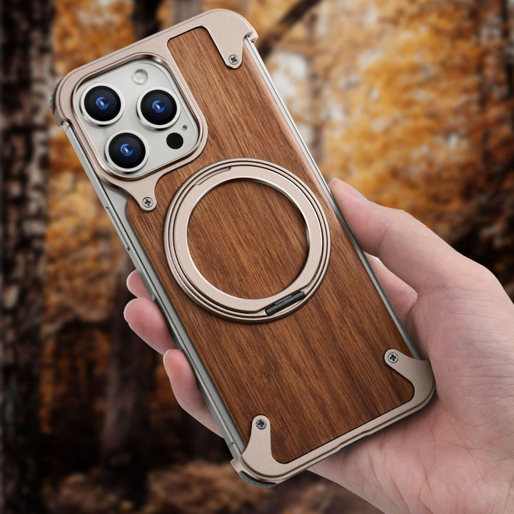 iPhone 16 Pro Back Cover / Luxury Magnetic Wooden Case