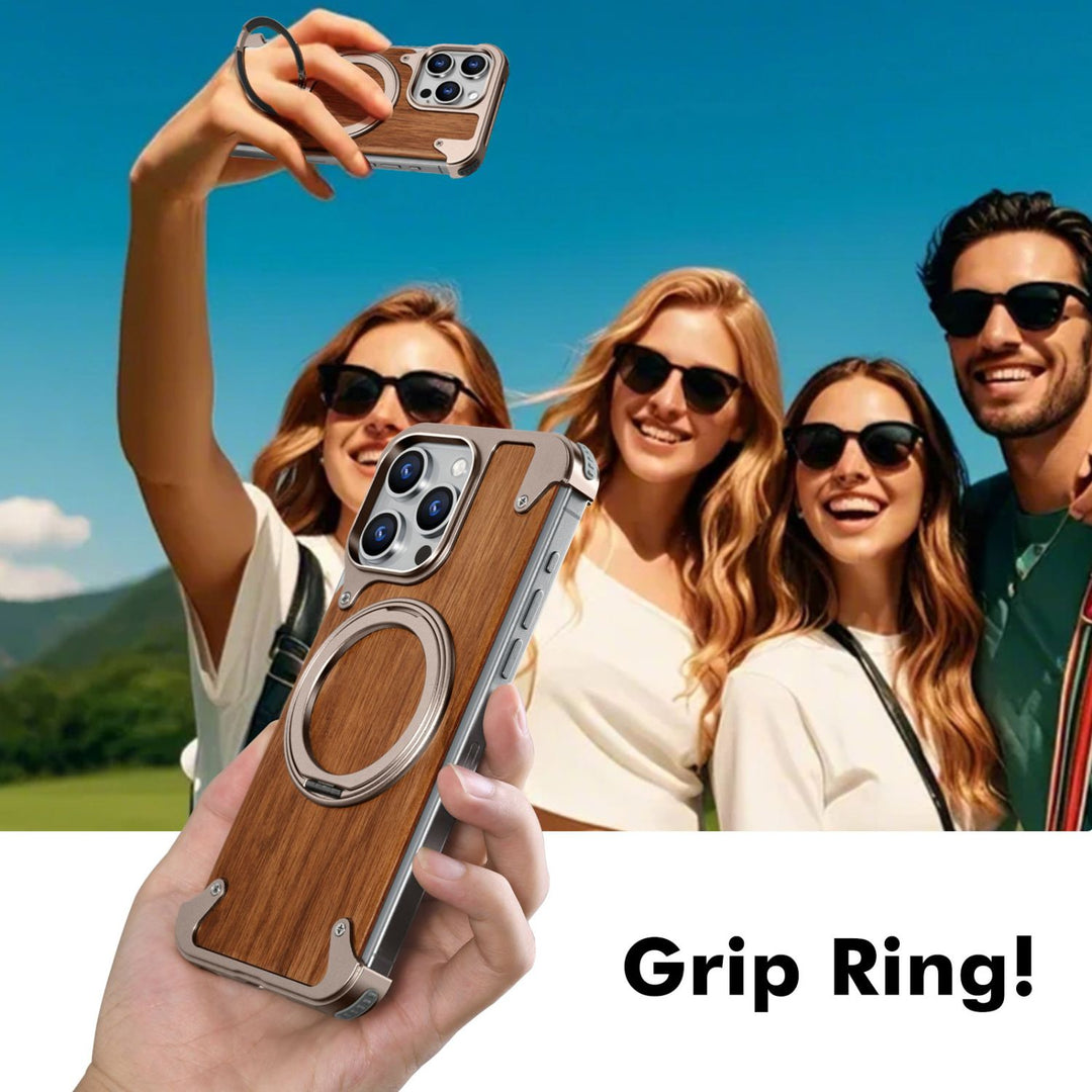 iPhone 16 Pro Back Cover / Luxury Magnetic Wooden Case