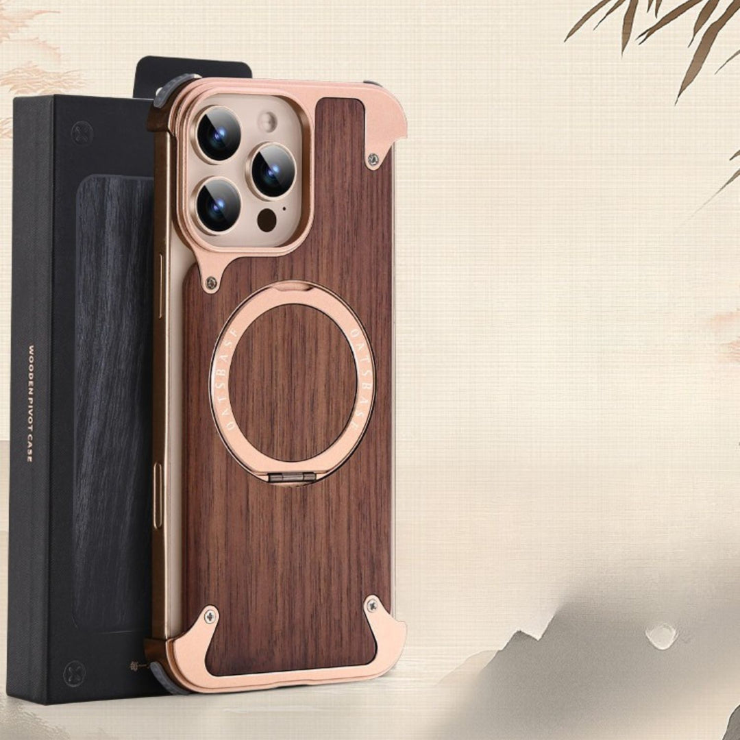 iPhone 16 Pro Back Cover / Luxury Magnetic Wooden Case