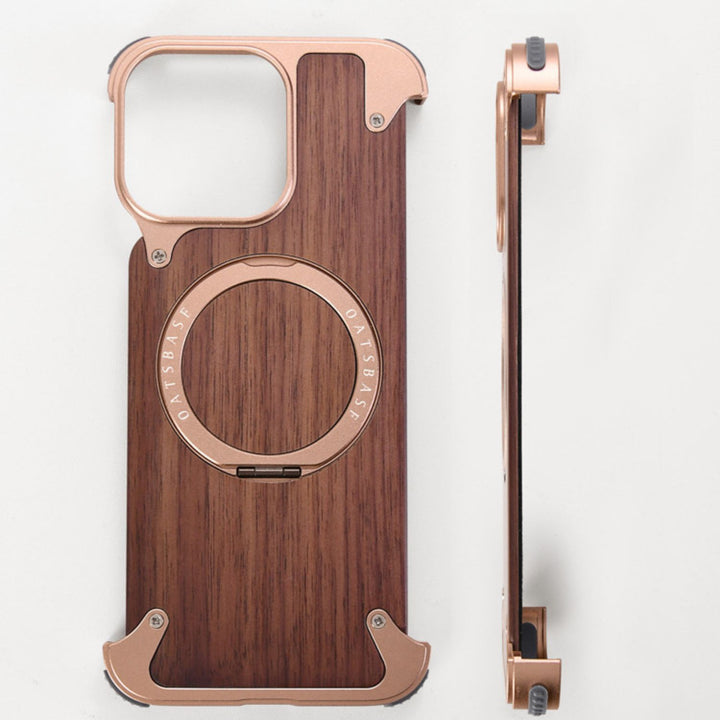 iPhone 16 Pro Back Cover / Luxury Magnetic Wooden Case