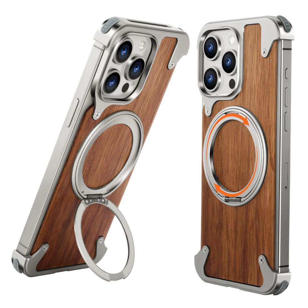 iPhone 16 Pro Back Cover / Luxury Magnetic Wooden Case