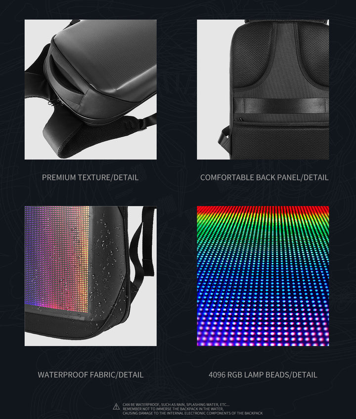 Premium LED Laptop Backpack - Stylish Illuminated Travel Bag for Men & Women (Black)