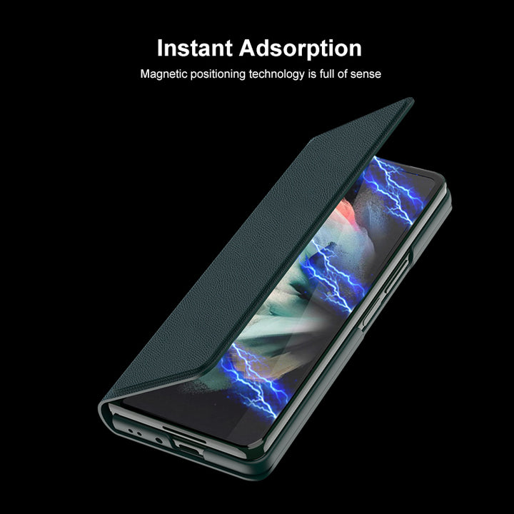 Samsung Galaxy Z Fold 3 Back Cover / Leather Foldable Flip Cases - Aprozone