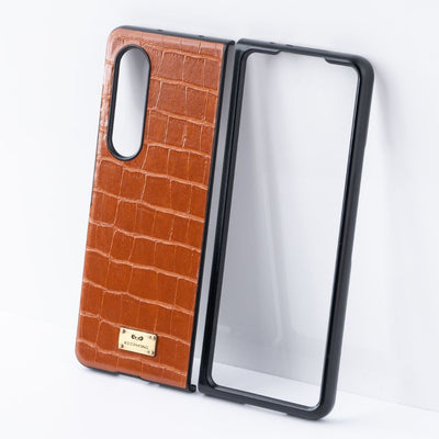 Galaxy Z Fold 3 Croco Series Leather Case