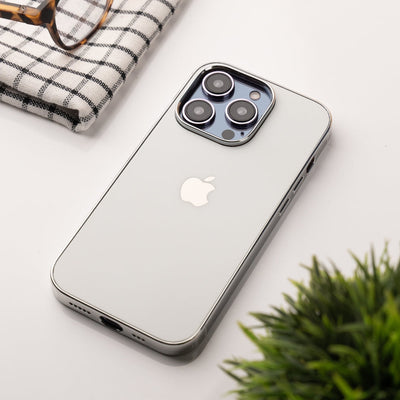 iPhone 14 Pro Luxury Matte Silicone Case Chrome Sided