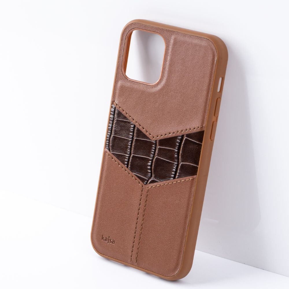 iPhone 12 ProMax Croco Stitching Series Genuine Leather Case