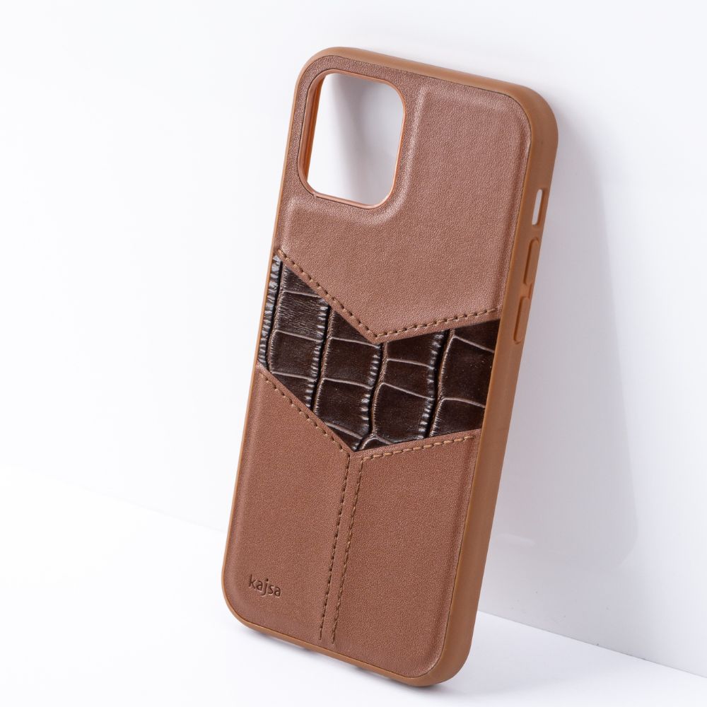 iPhone 12/12Pro Back Cover / Croco Stitching Series Genuine Leather Case