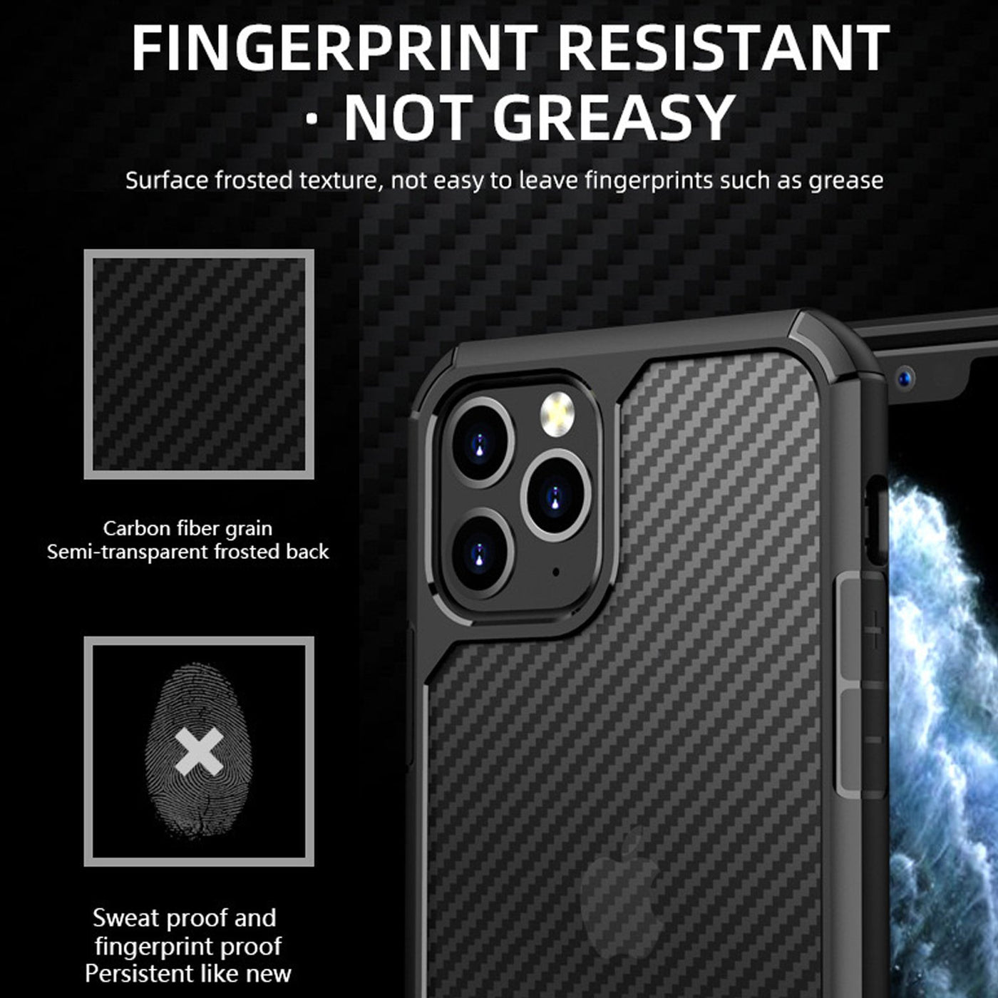 Carbon Fiber Matte Shockproof Case For iPhone 11&12 Series