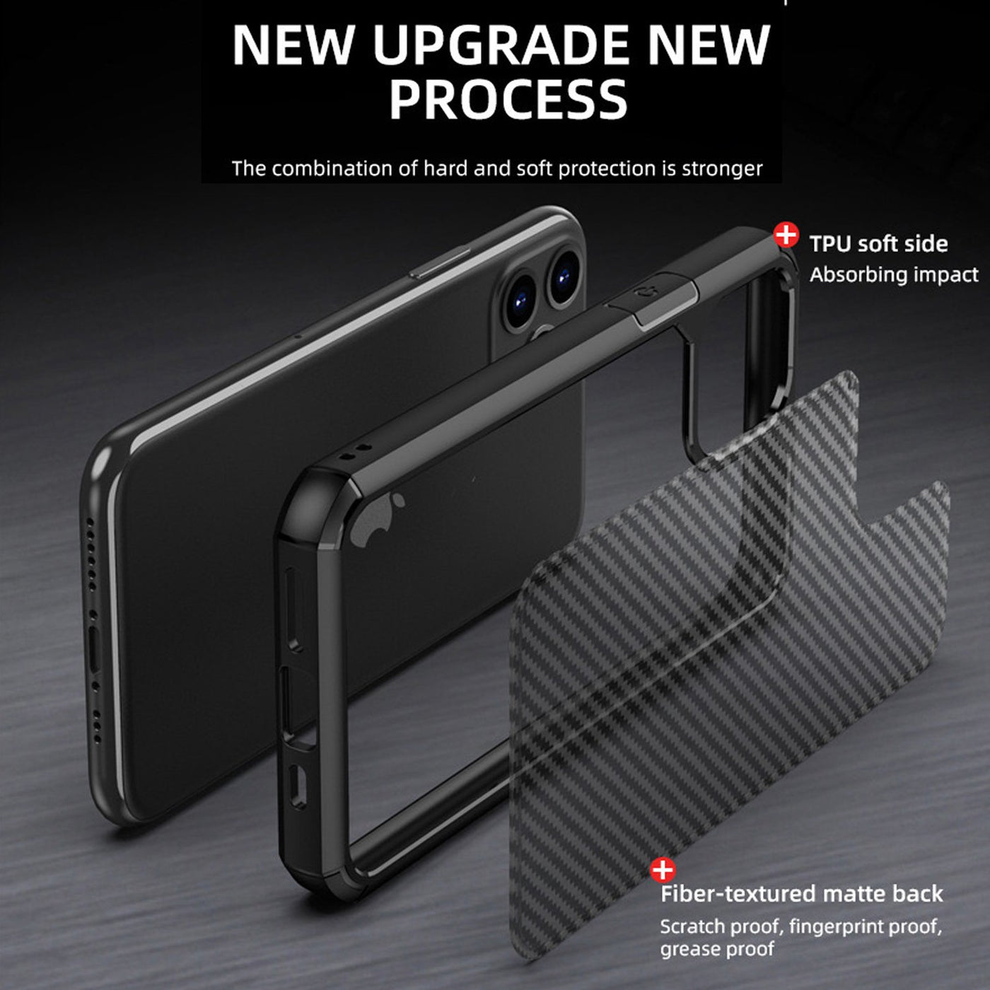Carbon Fiber Matte Shockproof Case For iPhone 11&12 Series